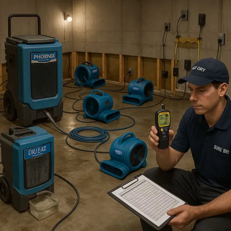 Structural Drying and Dehumidification process in Troy, NC